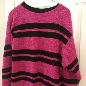 Pink & Black Stripe Sz M Pullover Sweater